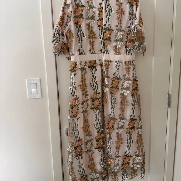 Embroidered Floral Midi Dress in Blush - Picture 7 of 7